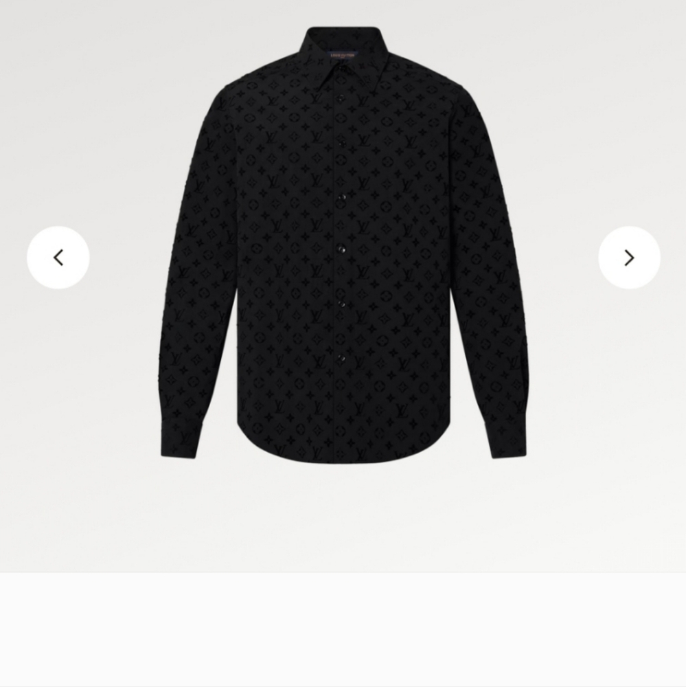 NWOT Louis Vuitton Flocked Black Monogram Nylon Long Sleeve Button Down …